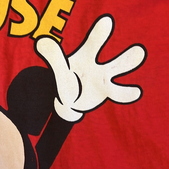 VTG 90’s Disney Store Mickey Mouse Sleep T-Shirt Red Cotton Single Stitch USA OS - Picture 5 of 16